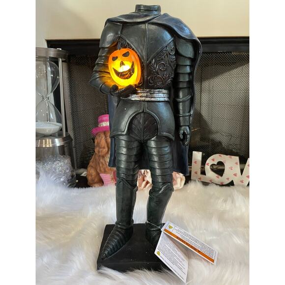Halloween 15" Sleepy Hollow Headless Horseman Soldier Knight LED Light Up Statue - Picture 1 of 5